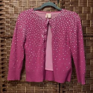 Retro Eight Sixty Pink Silver Sequin Cardigan | M